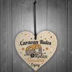 Hanging Funny Caravan Rules Sign Heart Plaque Welcome Sign