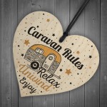 Hanging Funny Caravan Rules Sign Heart Plaque Welcome Sign