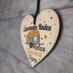 Hanging Funny Caravan Rules Sign Heart Plaque Welcome Sign