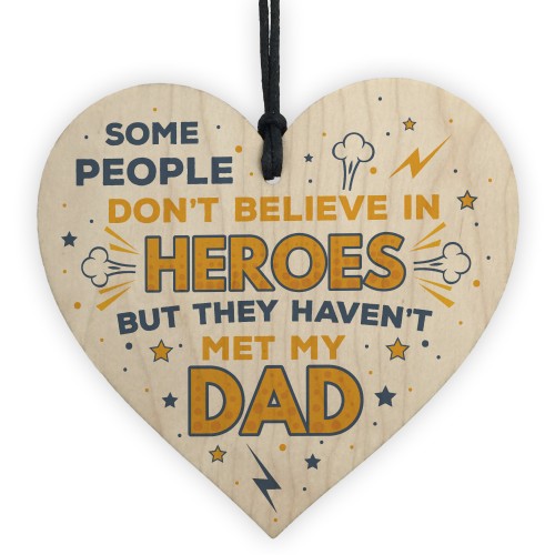 SUPERHERO Dad Gift Birthday Christmas Gifts Wooden Heart Plaque