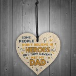 SUPERHERO Dad Gift Birthday Christmas Gifts Wooden Heart Plaque