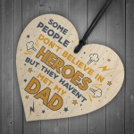 SUPERHERO Dad Gift Birthday Christmas Gifts Wooden Heart Plaque