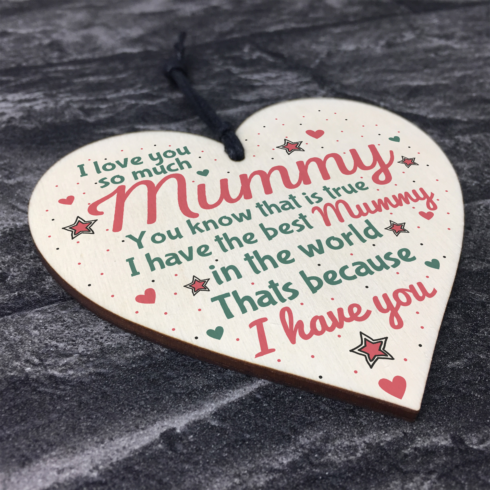 Gifts for Mummy Mum Nan Granny Grandma Wood Heart Sign Xmas