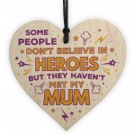 SUPERHERO Hero Mum Gift Wooden Heart Plaque Birthday Christmas