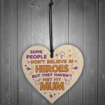 SUPERHERO Hero Mum Gift Wooden Heart Plaque Birthday Christmas