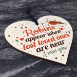 Robins Appear Wood Hanging Heart Memorial Christmas Tree Plaque