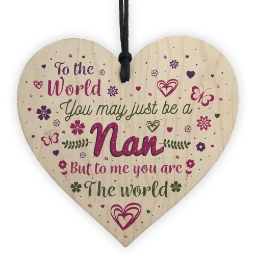 NAN Birthday Christmas Gift Handmade Wood Heart Sign Keepsake