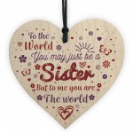 Sister Birthday Christmas Gift Handmade Wood Heart Sign Keepsake