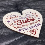 Sister Birthday Christmas Gift Handmade Wood Heart Sign Keepsake