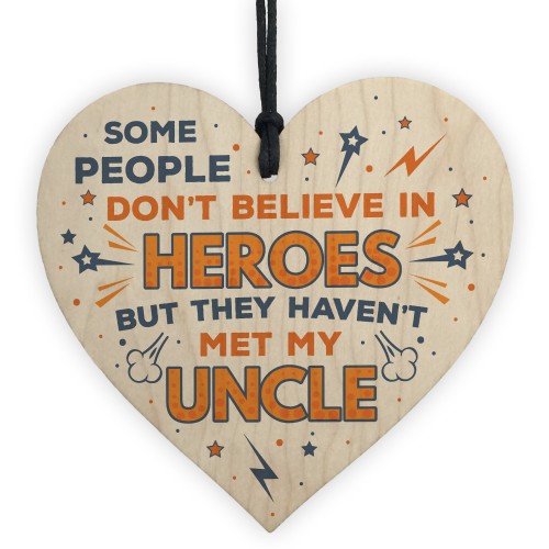 SUPERHERO UNCLE Birthday Christmas Gift Wooden Heart Plaque