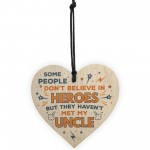 SUPERHERO UNCLE Birthday Christmas Gift Wooden Heart Plaque