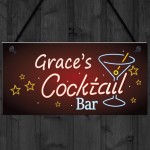 Personalised Cocktail Place Bar Club Neon Sign Drinks Plaques