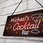 Personalised Cocktail Place Bar Club Neon Sign Drinks Plaques