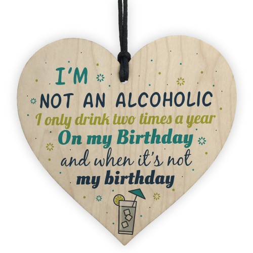 Novelty Alcohol Friendship Birthday Plaque Wood Heart Gin Vodka