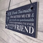 Funny Best Friend Friendship Sign Drink Too Much Alcohol Gifts