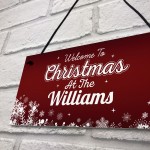 PERSONALISED Christmas Family Sign Hanging Welcome Plaque Gift