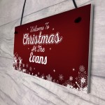 PERSONALISED Christmas Family Sign Hanging Welcome Plaque Gift