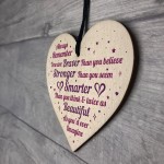 Braver Stronger Beautiful Quote Friendship Gift Wood Heart Sign