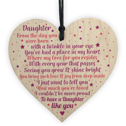 Daughter Gifts From Mum Dad Wood Heart Plaque Birthday Gift