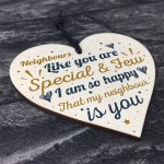 Thank You Neighbour Gift Wooden Heart Plaque Friendship Gift