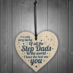 STEP DAD Father Gift Wooden Heart Plaque Birthday Christmas