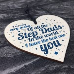 STEP DAD Father Gift Wooden Heart Plaque Birthday Christmas