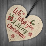 Wish You A Merry Christmas Wood Heart Christmas Tree Xmas Gift