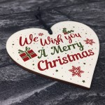 Wish You A Merry Christmas Wood Heart Christmas Tree Xmas Gift