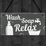 Bathroom Sign Relax Toilet Loo Hanging Wall Door Modern Gift