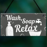 Bathroom Sign Relax Toilet Loo Hanging Wall Door Modern Gift