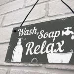 Bathroom Sign Relax Toilet Loo Hanging Wall Door Modern Gift