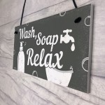 Bathroom Sign Relax Toilet Loo Hanging Wall Door Modern Gift