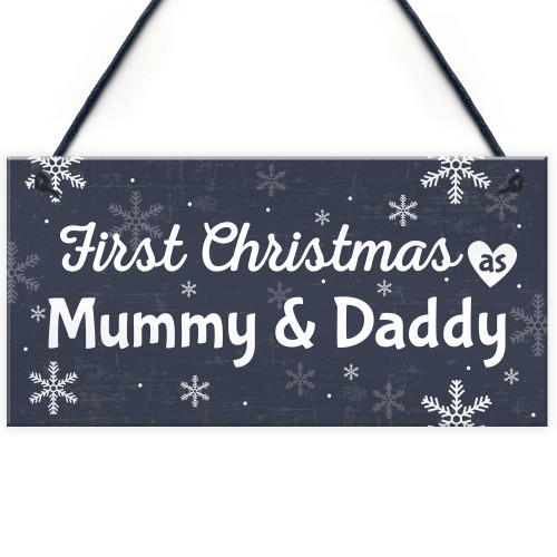 First 1st Christmas As Mummy Daddy Plaque Baby Xmas Gift 