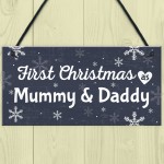 First 1st Christmas As Mummy Daddy Plaque Baby Xmas Gift 