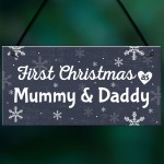 First 1st Christmas As Mummy Daddy Plaque Baby Xmas Gift 