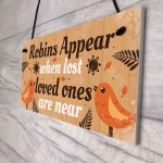 Handmade Robin Memorial Bereavement Garden Hanging Plaque