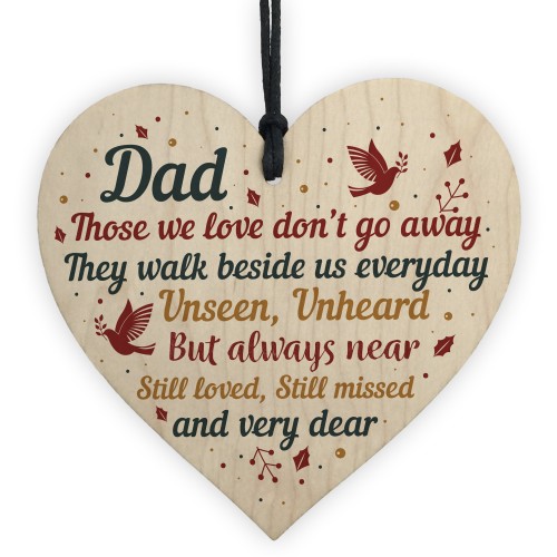 DAD Memorial Plaques Wood Heart Christmas Tree Bauble Ornament