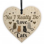 Funny Cat Sign For Home Wooden Heart Friendship Gift Pet Plaque