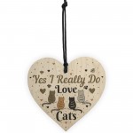 Funny Cat Sign For Home Wooden Heart Friendship Gift Pet Plaque