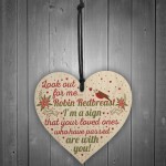 Robin Redbreast Mum Dad Nan Grandad Memorial Wood Heart Plaque