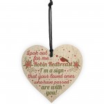 Robin Redbreast Mum Dad Nan Grandad Memorial Wood Heart Plaque