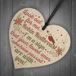 Robin Redbreast Mum Dad Nan Grandad Memorial Wood Heart Plaque