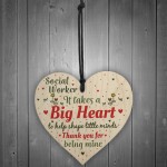 Novelty Social Worker Card Thank You Gift Wood Heart Keepsake