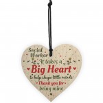 Novelty Social Worker Card Thank You Gift Wood Heart Keepsake