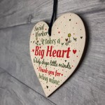 Novelty Social Worker Card Thank You Gift Wood Heart Keepsake