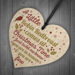 Robin Redbreast Christmas Mum Dad Nan Memorial Wood Heart Gift