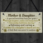 Mother And Daughter Gift Hand Made Home Sign Plaque Mum Gift