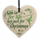 Gin Novelty Christmas Gift Tree Bauble Decoration Wooden Heart