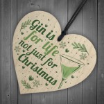 Gin Novelty Christmas Gift Tree Bauble Decoration Wooden Heart