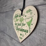 Gin Novelty Christmas Gift Tree Bauble Decoration Wooden Heart